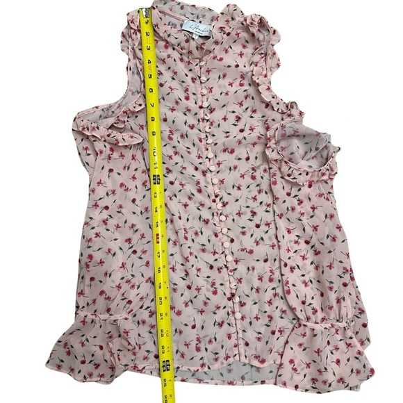 L'ACADEMIE Bell Button Up Top SZ Small Amber Floral Ruffle Feminine EUC - Picture 7 of 9